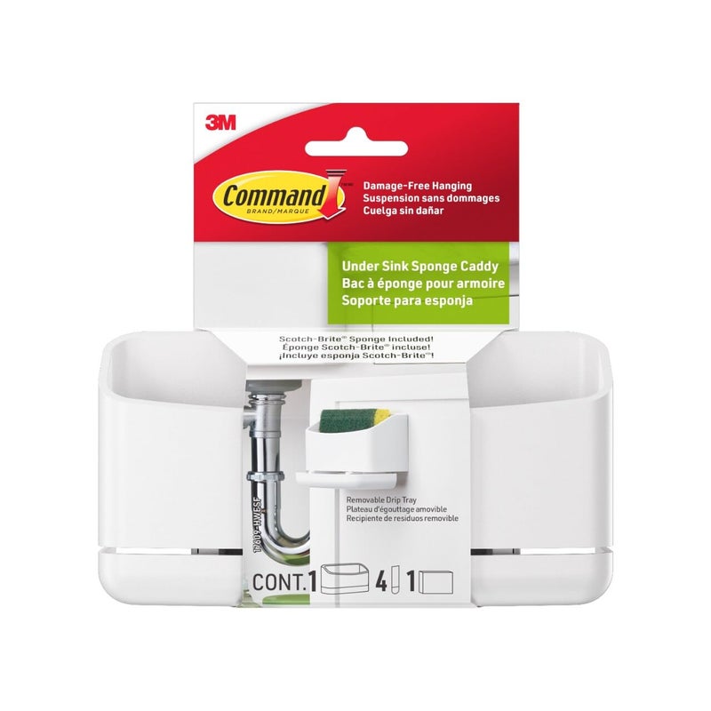 Command Under Sink Sponge Caddy, Total 2 Sponge Holders with 8 Command Strips, 2 Pack of 1 Caddy, Organize Damage-Free - Image 1