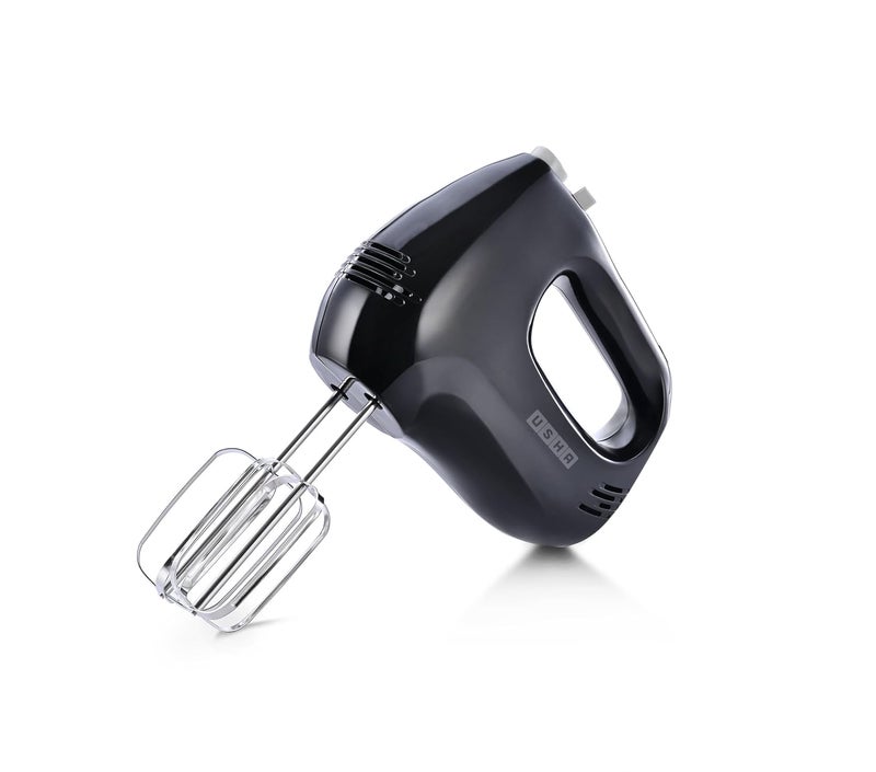Usha Hand Mixer 150 Watt | Light Weight | 5 Speed Setting | Food-Grade Stainless Steel Hooks | Compact Design | Easy One-push Ejection Hooks | Overload Fuse Protection (Black) - Image 1