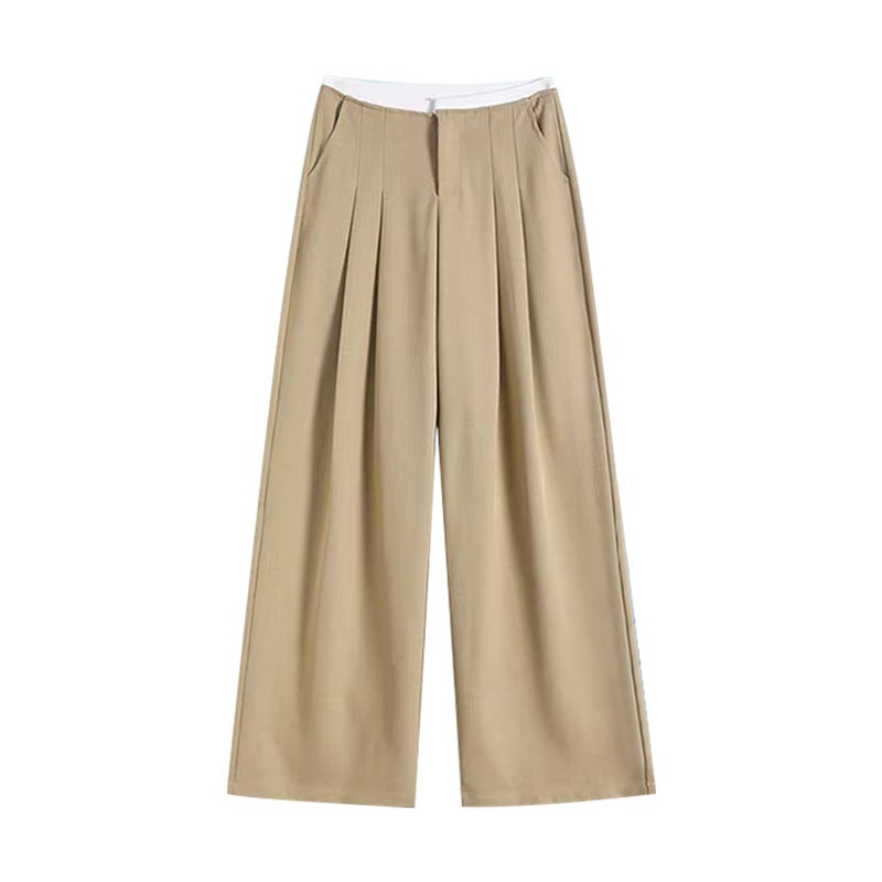Women's Khaki Wide-Leg Trousers 2026 Summer Casual - Image 5