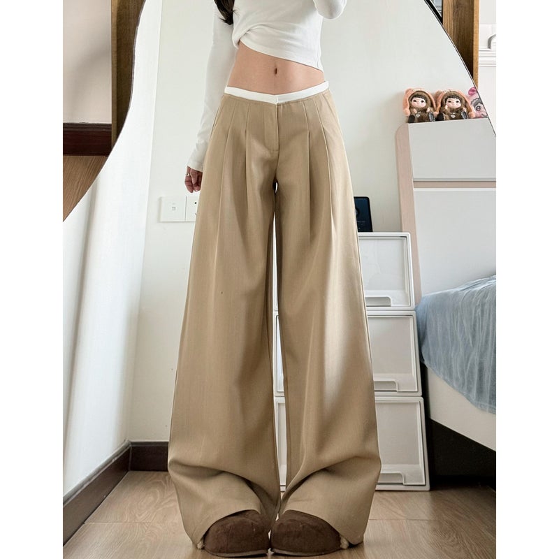 Women's Khaki Wide-Leg Trousers 2026 Summer Casual - Image 3