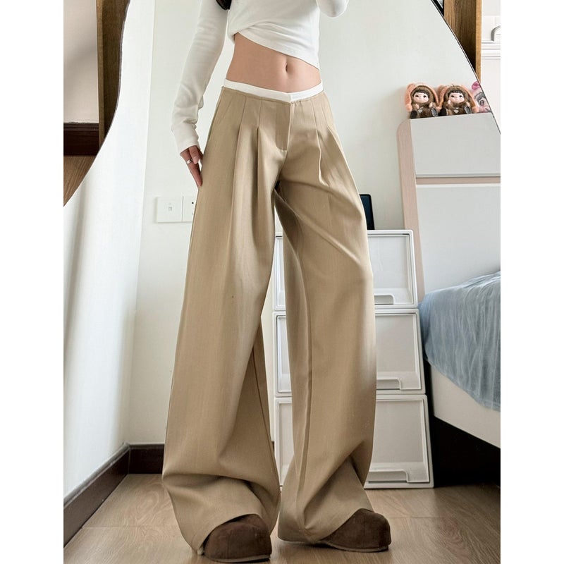 Women's Khaki Wide-Leg Trousers 2026 Summer Casual - Image 2