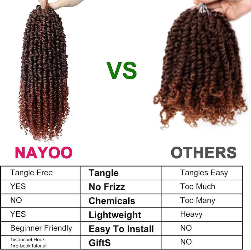 NAYOO Passion Twist Hair - 8 Packs 10 Inch Passion Twist Crochet Hair For Women, Crochet Pretwisted Curly Hair Passion Twists Synthetic Braiding Hair Extensions (10 Inch 8 Packs, T350) - Image 5