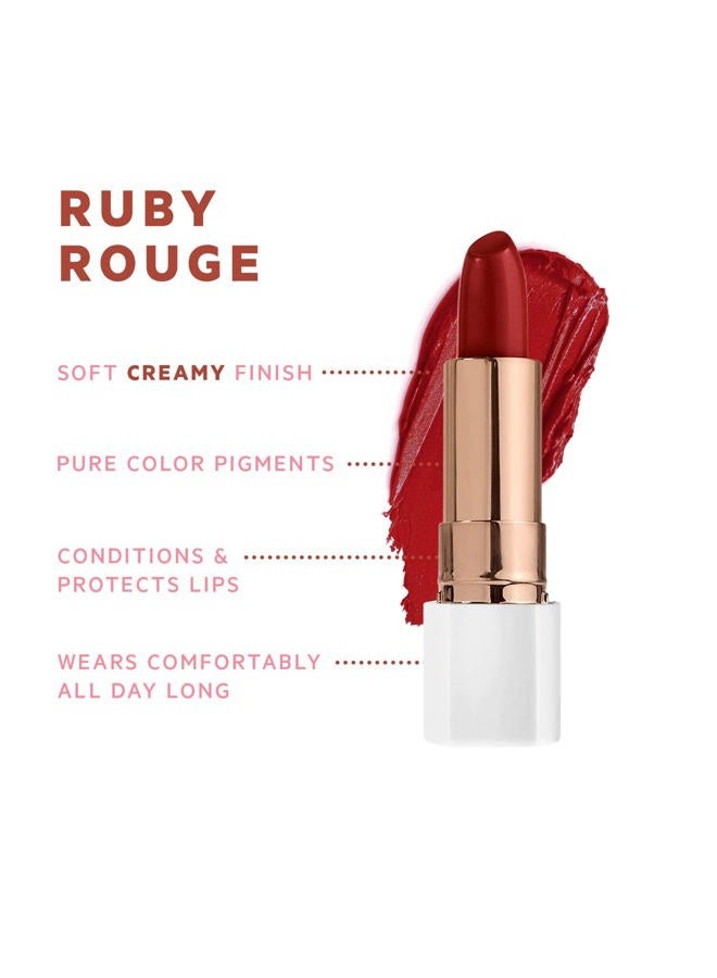 Flower Beauty Petal Pout Lipstick - Cruelty Free - Nourishing & Highly Pigmented Lip Color with Antioxidants (Ruby Rouge - Cream) - Image 2