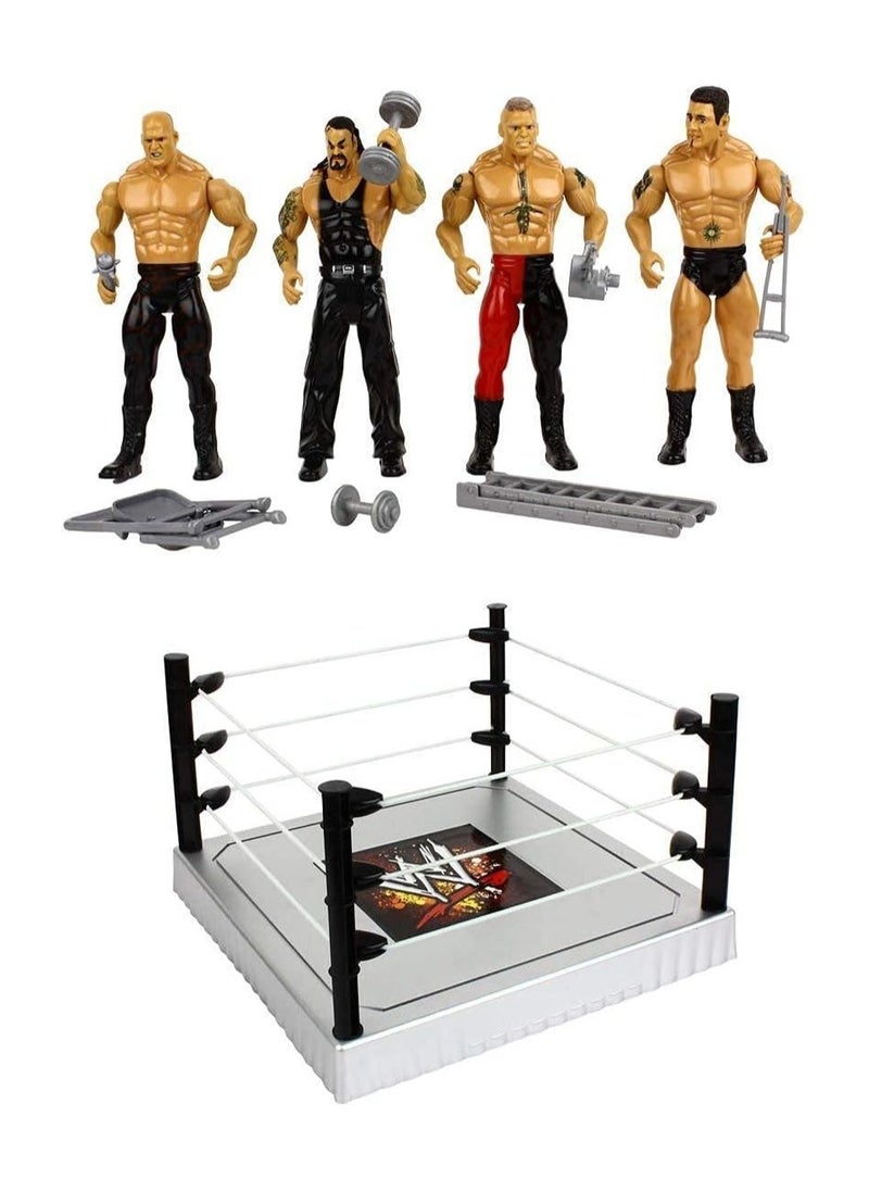 WWE GR Flexforce Wrestlers with 4-Piece of Random Characters And A Ring