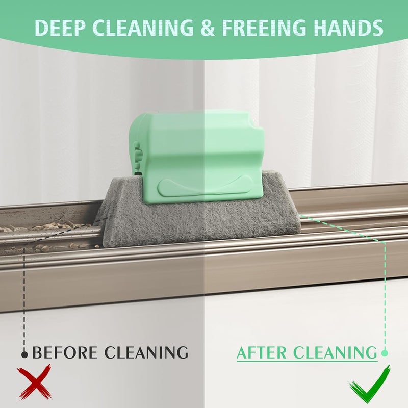 SYPM فرشاة تنظيف شقوق النوافذ، أداة تنظيف النوافذ، فرشاة تنظيف النوافذ السحرية، تنظيف سريع لجميع شقوق النوافذ والفجوات، الباب المنزلق، الستائر، مكيف الهواء (عبوة من 3 قطع) - Image 3