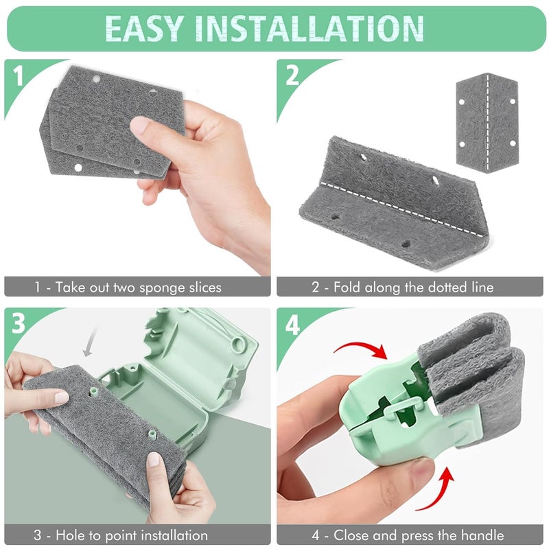 SYPM فرشاة تنظيف شقوق النوافذ، أداة تنظيف النوافذ، فرشاة تنظيف النوافذ السحرية، تنظيف سريع لجميع شقوق النوافذ والفجوات، الباب المنزلق، الستائر، مكيف الهواء (عبوة من 3 قطع) - Image 5