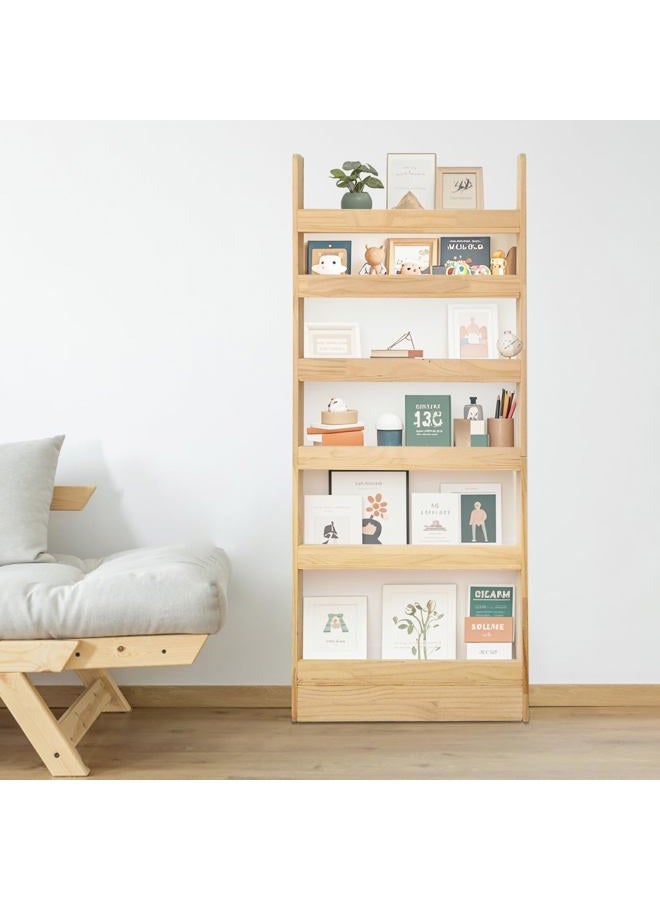 MIYOLU Behind Door Bookshelf Organizer – Solid Wood Wall-Mounted 6-Tier Shelf, No-Paint Eco Design, Space-Saving Storage for Kids & Adults (23.8in) - Image 1