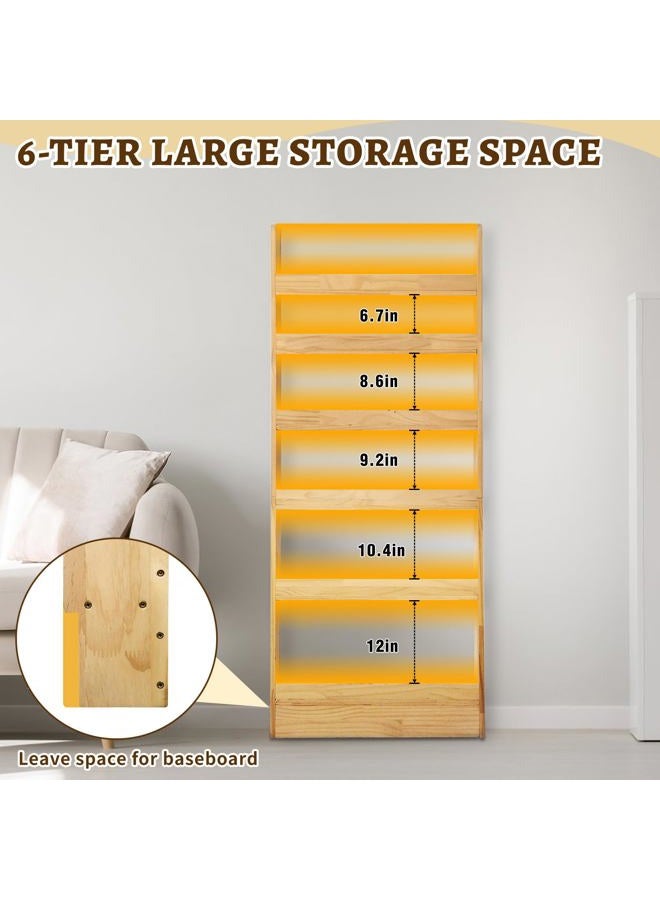 MIYOLU Behind Door Bookshelf Organizer – Solid Wood Wall-Mounted 6-Tier Shelf, No-Paint Eco Design, Space-Saving Storage for Kids & Adults (23.8in) - Image 4