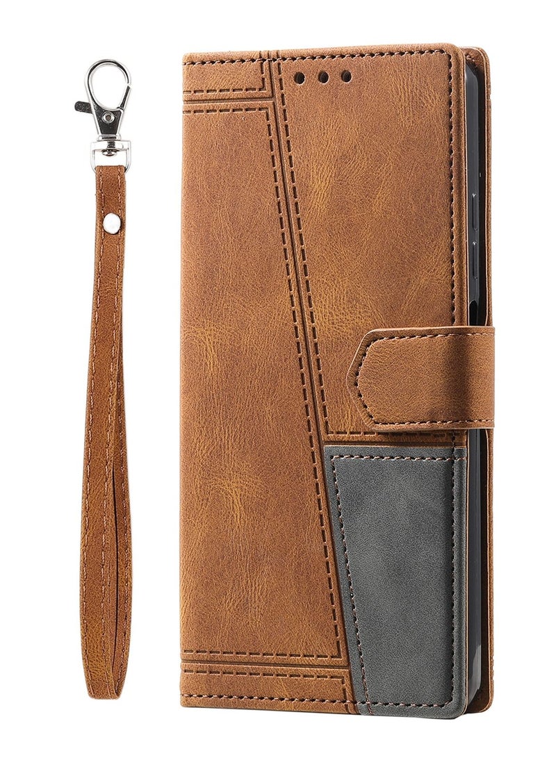 Suteni Color Block Flip Cover Card Slots Leather Phone Case for Samsung - Image 1