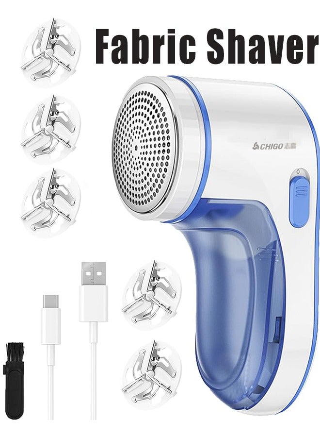 تشيجو ماكينة حلاقة لإزالة شعر الأقمشة تعمل بالبطارية، مزيل شعر الملابس، حبوب إزالة شعر الملابس القابلة لإعادة الشحن، مزيل شعر كهربائي، ماكينة حلاقة السترات لإزالة الشعر، أريكة، ألعاب محشوة، أثاث، 5 شفرات قابلة للاستبدال، أزرق أبيض - Image 1
