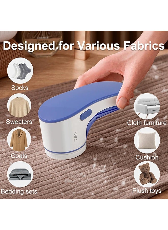 تشيجو ماكينة حلاقة لإزالة شعر الأقمشة تعمل بالبطارية، مزيل شعر الملابس، حبوب إزالة شعر الملابس القابلة لإعادة الشحن، مزيل شعر كهربائي، ماكينة حلاقة السترات لإزالة الشعر، أريكة، ألعاب محشوة، أثاث، 5 شفرات قابلة للاستبدال، أزرق أبيض - Image 5