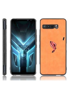 HuHa Case Cover For Asus ZS661KS/ ROG Phone 3 Strix Shockproof Sewing Cow Pattern Skin PC + PU + TPU Case Orange 