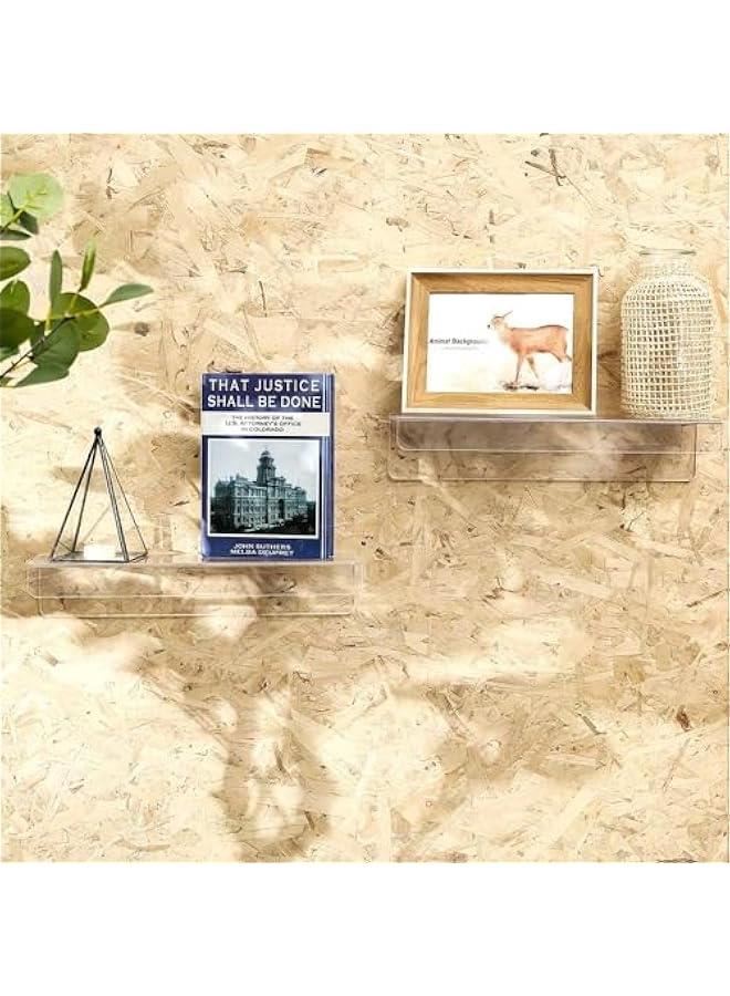 HOOKOR 15 Inch Invisible Acrylic Floating Wall Ledge Shelf,Wall Mounted Nursery Kids Bookshelf, Invisible Spice Rack, Clear 5MM Thick Bathroom Storage Shelves Display Organizer (4 Pack) - Image 2