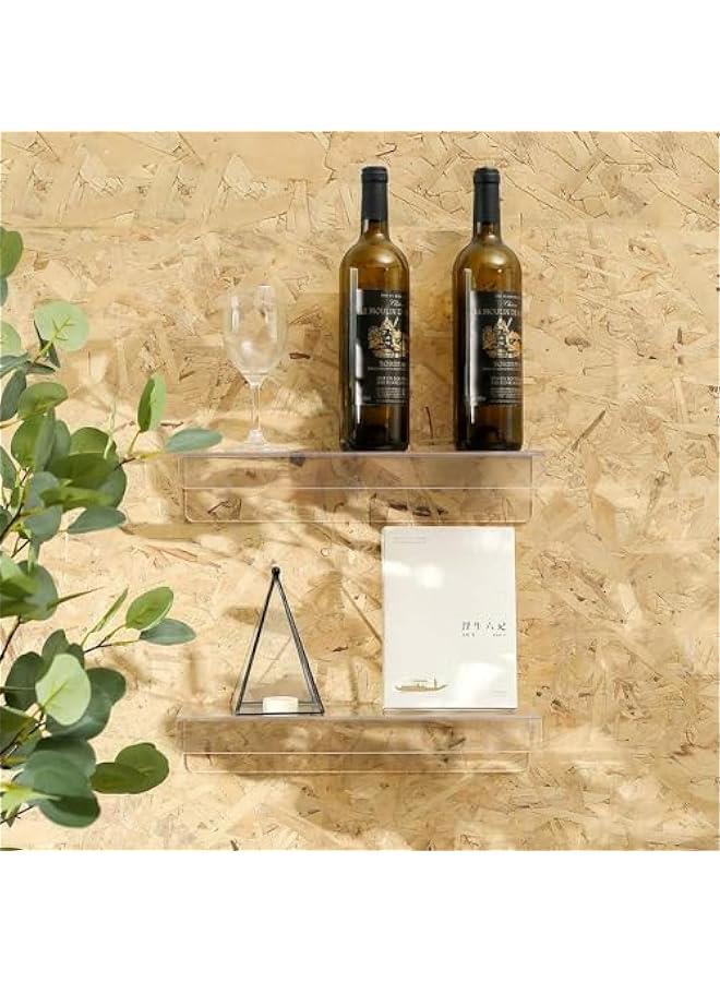 HOOKOR 15 Inch Invisible Acrylic Floating Wall Ledge Shelf,Wall Mounted Nursery Kids Bookshelf, Invisible Spice Rack, Clear 5MM Thick Bathroom Storage Shelves Display Organizer (4 Pack) - Image 3