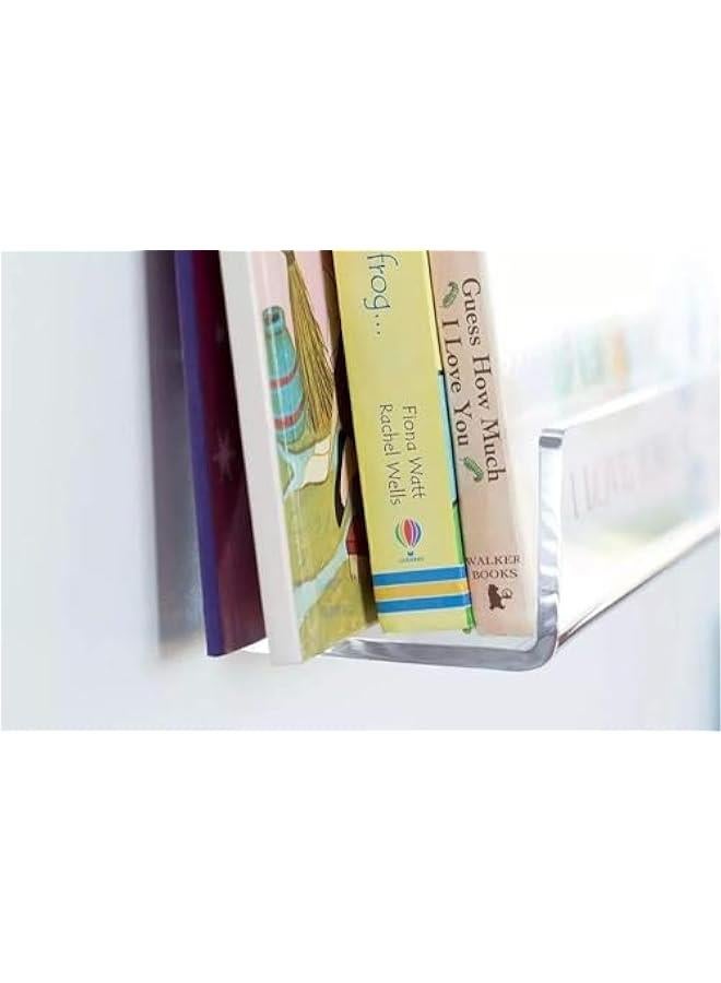 HOOKOR 15 Inch Invisible Acrylic Floating Wall Ledge Shelf,Wall Mounted Nursery Kids Bookshelf, Invisible Spice Rack, Clear 5MM Thick Bathroom Storage Shelves Display Organizer (4 Pack) - Image 4