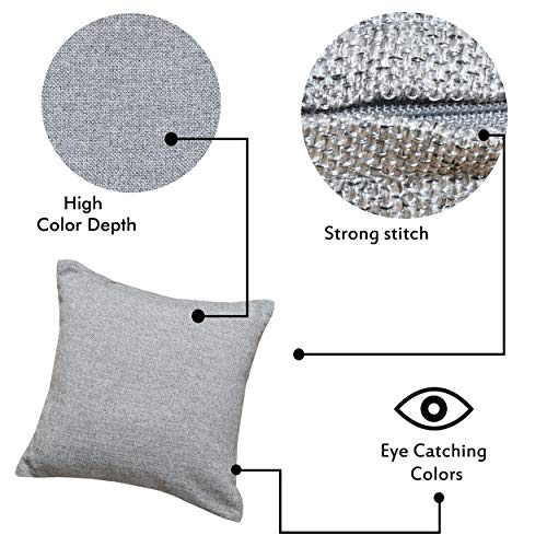 Yellow Weaves Jute Texture Cushion Covers, 16 X 16 Inches, Multicolour, Set of 5, 250 TC - Image 3