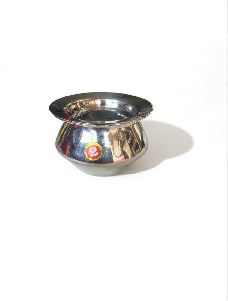 Heavy Gauge Dahi/Curd/Milk Pot Stainless Steel Handi Small Utensils,Highly PolishedCookware&Serveware Handi for Kitchen 150ml Used for Chutney Small degchi, aachar Pickle or khatta  - Image 1