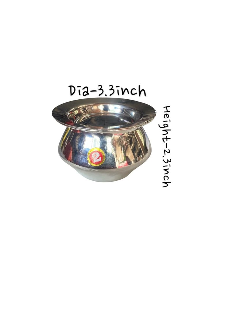 Heavy Gauge Dahi/Curd/Milk Pot Stainless Steel Handi Small Utensils,Highly PolishedCookware&Serveware Handi for Kitchen 150ml Used for Chutney Small degchi, aachar Pickle or khatta  - Image 2