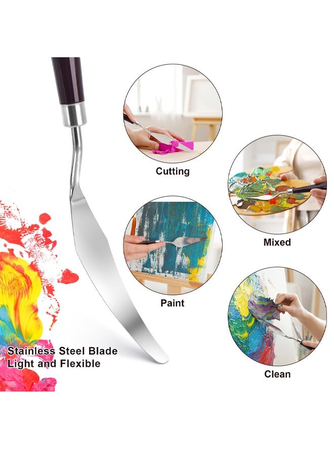 5 Piece Palette knifes Painting Knife Set Supplies for Oil, Acrylic Paint, Cake Decorating, Stainless Steel Pallet Knife Paint Knife Art Spatula for Various Types of Painting, ColorMixing, Smearing - Image 3