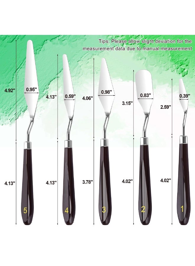 5 Piece Palette knifes Painting Knife Set Supplies for Oil, Acrylic Paint, Cake Decorating, Stainless Steel Pallet Knife Paint Knife Art Spatula for Various Types of Painting, ColorMixing, Smearing - Image 2