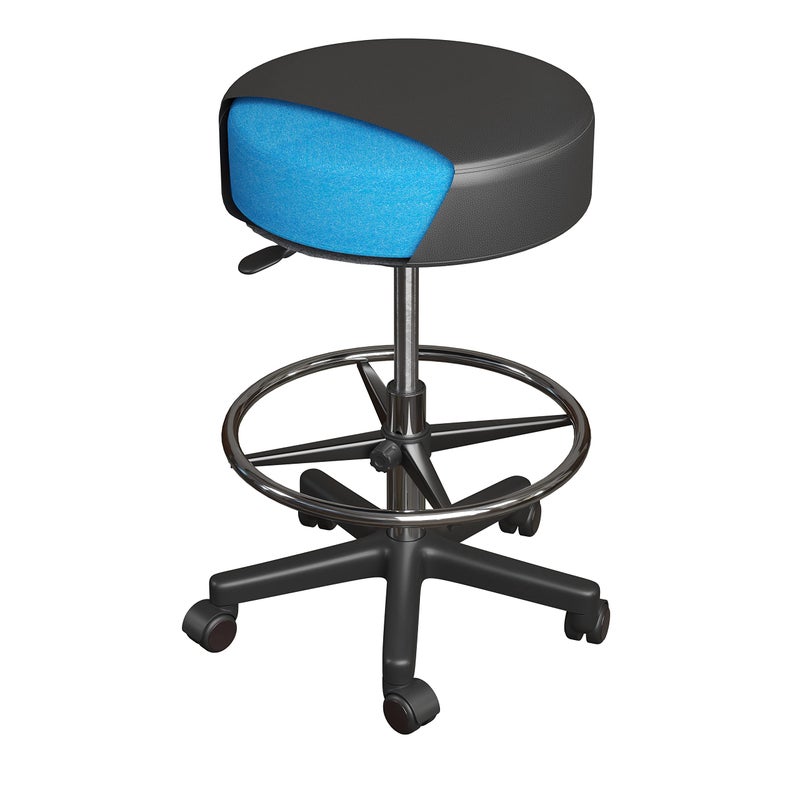 LUXTON HOME Luxton Ergonomic Rolling Stool -Double Padding and Memory Foam Adjustable Medical Spa Stool, Desk Stool Chair with Swivel Rolling Chair, Black with Wheels, Easy Set up - Image 1