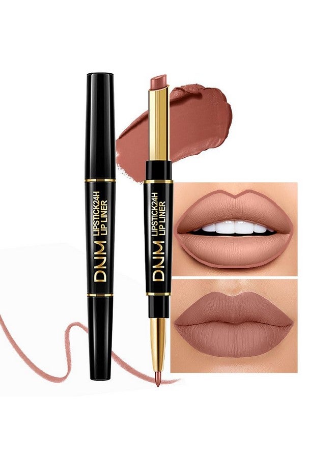 evpct 1Pcs Nude Brown Lip Liner And Lipstick Set Kit For Women Dnm Matte Lips Kit With Lip Liner Lip Stains Long Lasting Waterproof 24 Hour Lipstick And Lip Liners Combo Lipliners Pencil Set 12# - Image 1