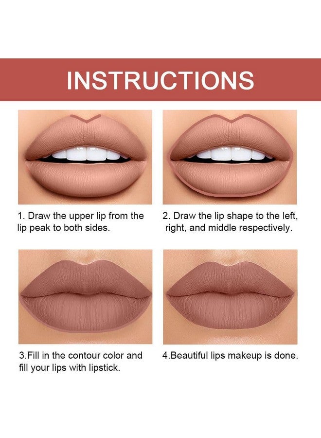 evpct 1Pcs Nude Brown Lip Liner And Lipstick Set Kit For Women Dnm Matte Lips Kit With Lip Liner Lip Stains Long Lasting Waterproof 24 Hour Lipstick And Lip Liners Combo Lipliners Pencil Set 12# - Image 5
