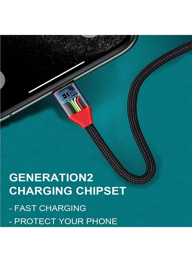 جيكومو كابل شحن محمول 3 في 1 مضفر من النايلون، سلك شحن سريع متوافق مع Micro أجهزة USB/Type-C/i-Products (أسود) - Image 2