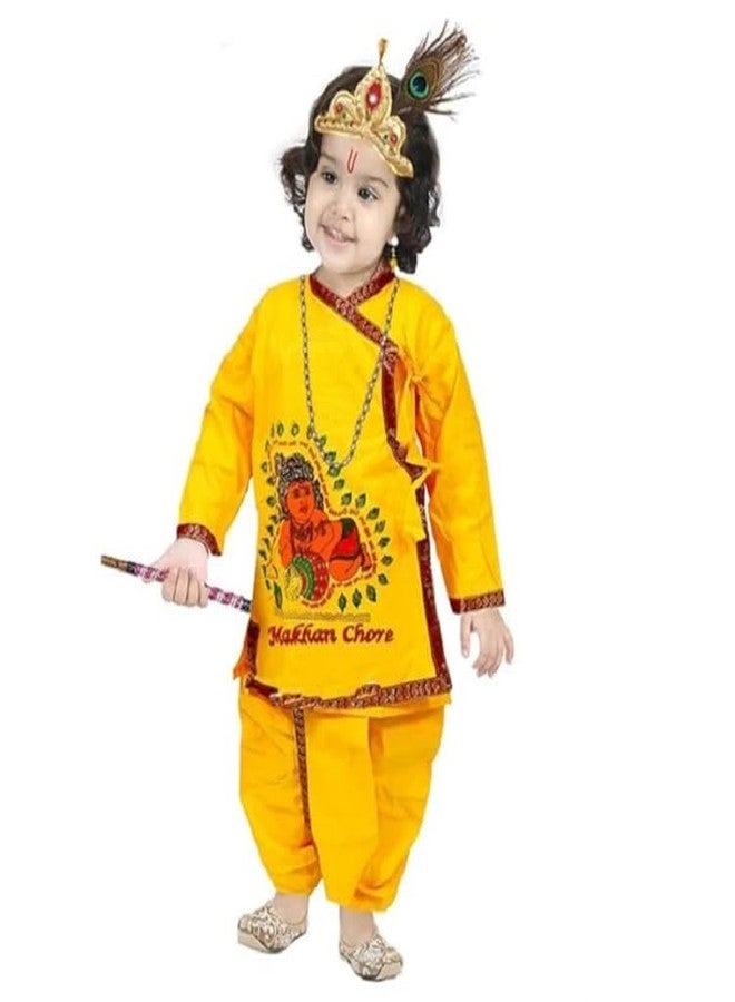 مي أند يو مجموعة ME & YOU Makhan Chor Dhoti Kurta | زي كريشنا للأطفال| فستان بيبي كريشنا لجانماشتامي| فستان كانها| زي لورد كريشنا للأطفال (3-6 أشهر) - Image 1