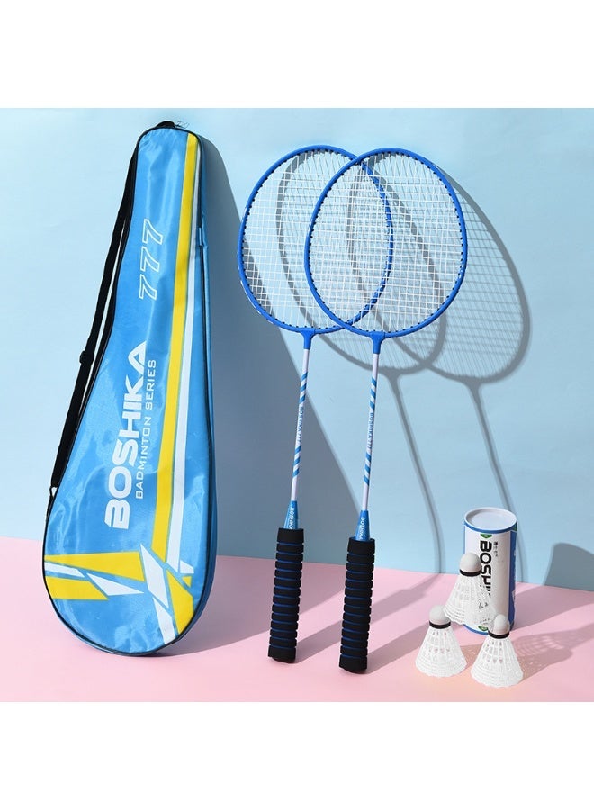 Boshika Blue Double Badminton Racquet Set – Lightweight Set, includes 3 shuttlecocks and a racket bag. - Image 1
