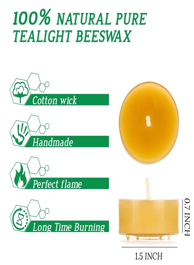 ENCANLIGHT Beeswax Tealight Candles, Handmade Tea Light Candle 24 Pack with Cotton Wick - 4 Hours Long Burning, Natural Unscented and Smokeless for Home Decor, Party, Dinner - Image 2