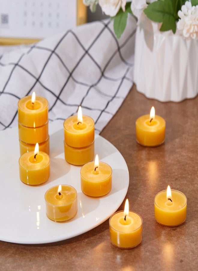ENCANLIGHT Beeswax Tealight Candles, Handmade Tea Light Candle 24 Pack with Cotton Wick - 4 Hours Long Burning, Natural Unscented and Smokeless for Home Decor, Party, Dinner - Image 5