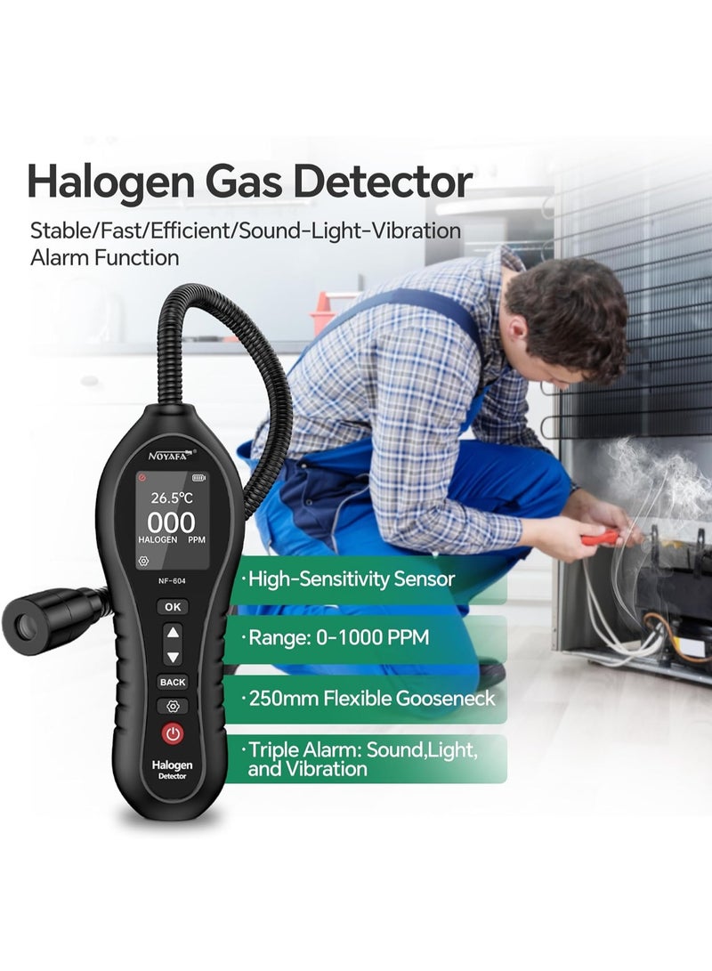 NOYAFA Halogen Gas Detector Air Condition Refrigerant Leak Detector 0-1000ppm Halogen Freon Leak Detector HVAC CFCs HCFCs HFCS R12 R22 R134a R410a with 25cm Probe High Sensitivity 3 Alarm Types - Image 1