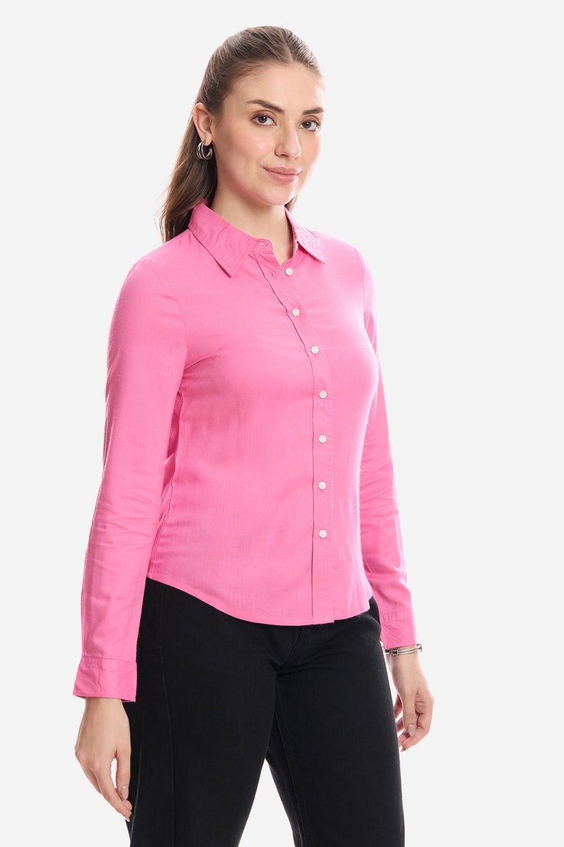 Virgio Solid Viscose Button Down Shirt for Women - Image 4