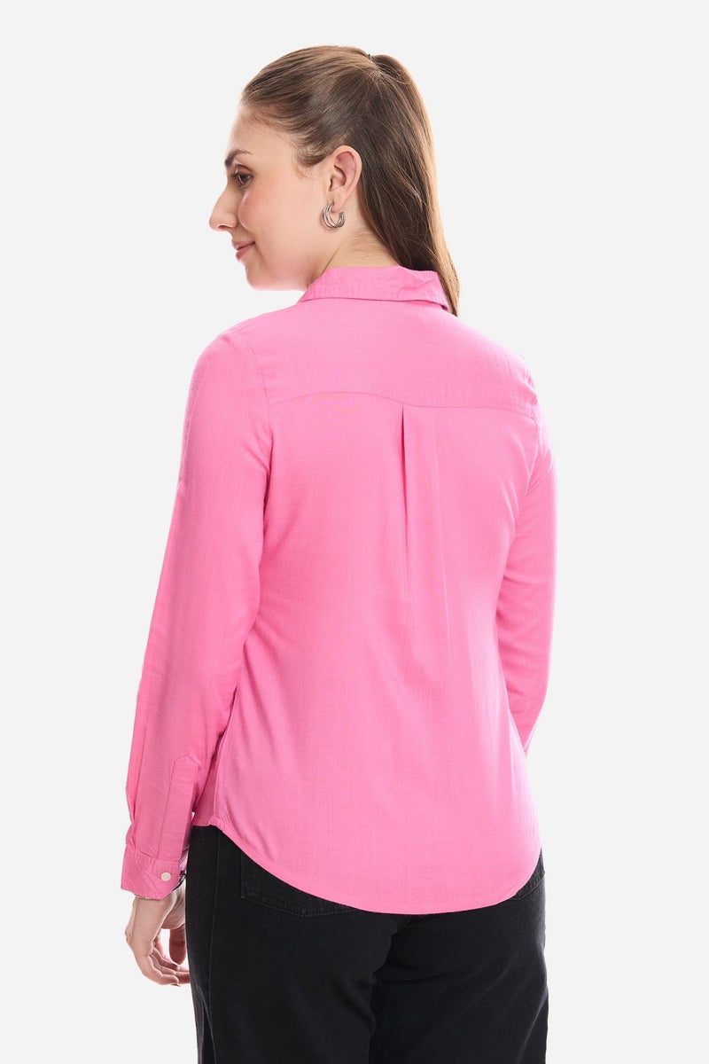 Virgio Solid Viscose Button Down Shirt for Women - Image 5