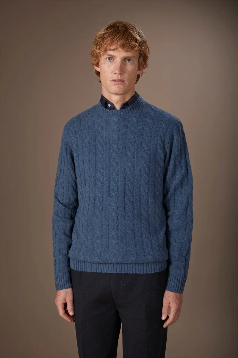 Men's lambswool crew neck jumper - Steel