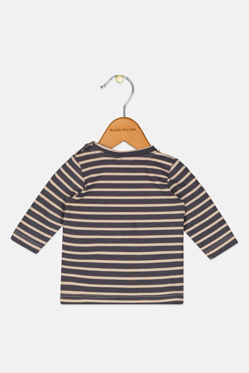 NAME IT تي شيرت بأكمام طويلة و ياقة دائرية للأولاد الصغار، مخطط، متعدد الألوان - Image 2