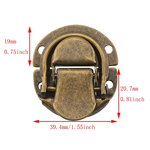 DGBRSM 2pcs Retro Antique Bronze Toggle Buckle Latch Clasp with Screws for Small Wooden Jewelry Box Suitcase Cabinet, Bronze - Image 2