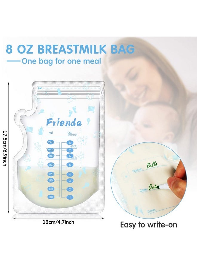 500 Count Breastmilk Storage Bags 8 Oz Breast Milk Storing Freezer Bags For Breastfeeding With Pour Spout Thickened Design Leak Proof Double Seal Self Standing Breastfeeding Storing Bags