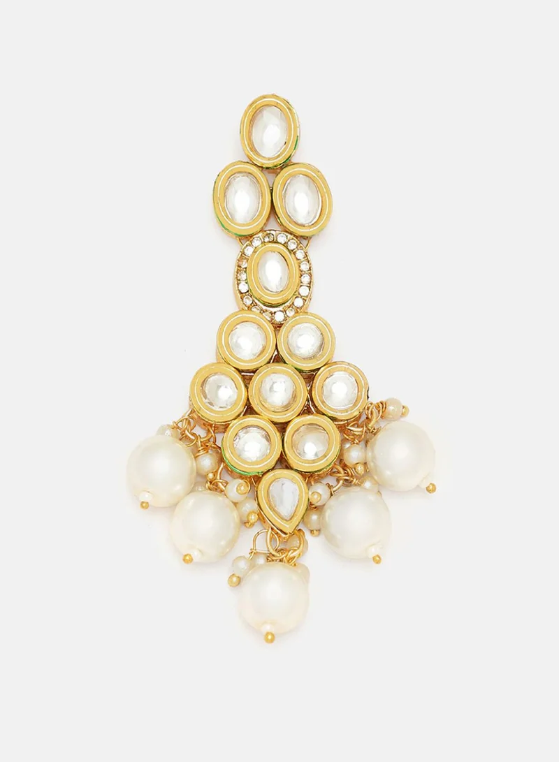Priyaasi Kundan Studded  Pearls Beaded Drop Earrings