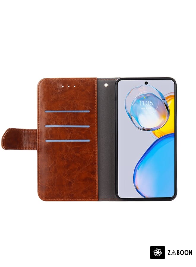 Zaboon Protective Case For Sharp Aquos sense7 Plus Geometric Stitching Horizontal Flip Leather - Image 2