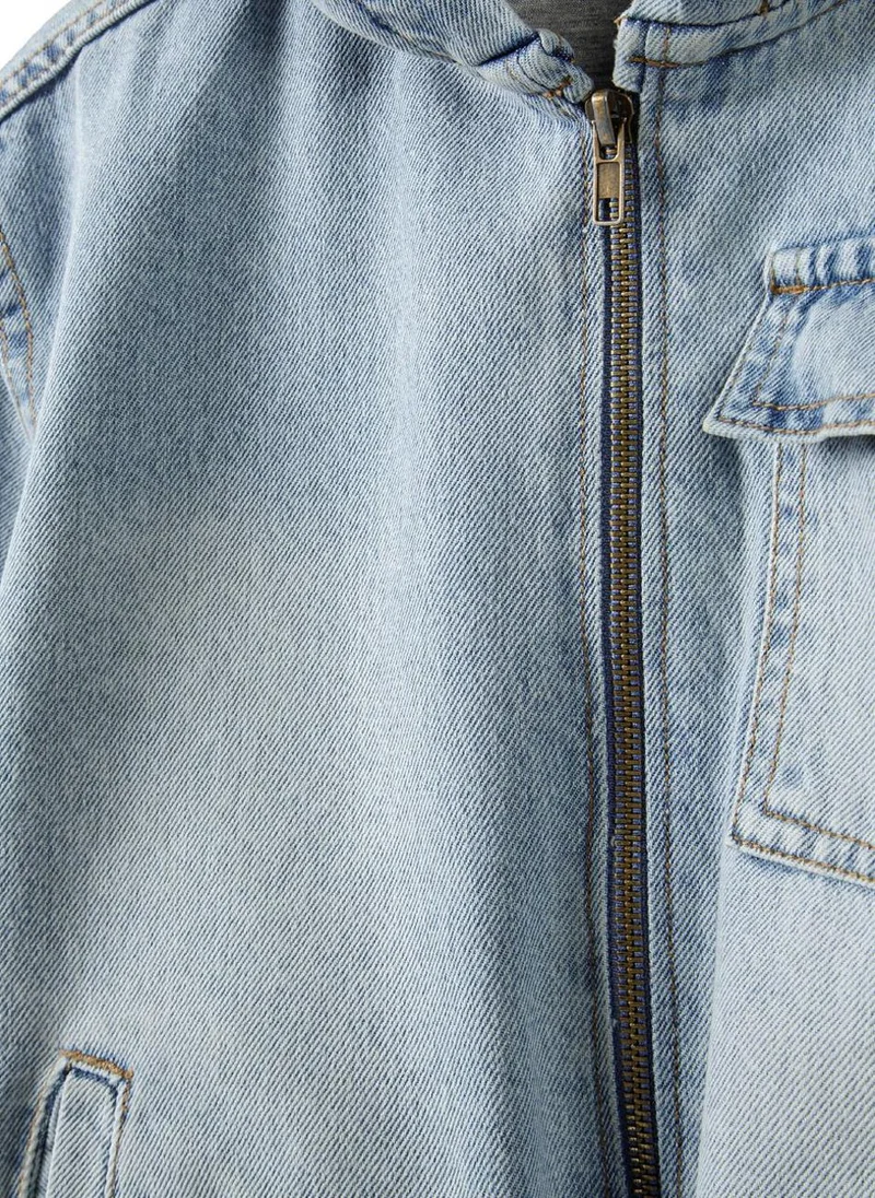 مينوتي KIds Hooded Denim Zip Through Jacket