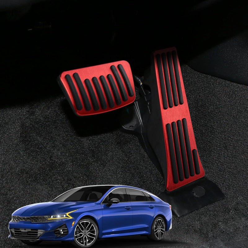 أنافوكاس متوافق مع كيا K5 GT GTLine سبورتاج 2025 2024 2023 2022 2021 2020 متوافق مع هيونداي توكسون سانتا سوناتا باليسيد ملحقات أغطية دواسات السيارة دواسات حمراء