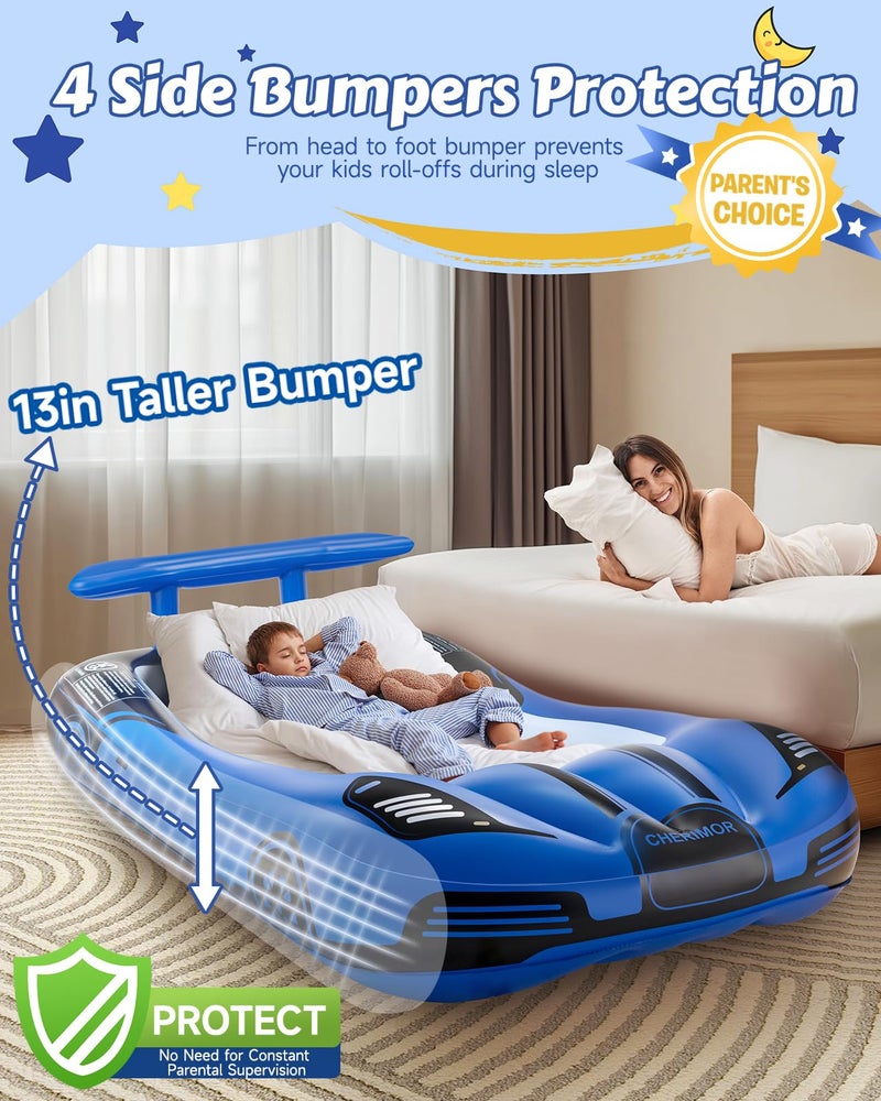 CHERIMOR Inflatable Toddler Travel Bed with Safety Bumpers & 2 Mins Auto Inflation Pump, Portable Toddler Kids Air Mattress with Carry Bag for Home Grandma's Sleepovers Travel Camping, 330lbs Support - Image 5