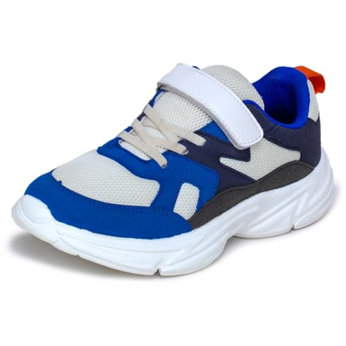 TRASE Kids Sports Shoes for Boys & Girls | Lightweight, Comfortable Unisex Footwear | Lace-Up for Running, Walking & Outdoor Play (Blue-White, 4 UK) - Image 1