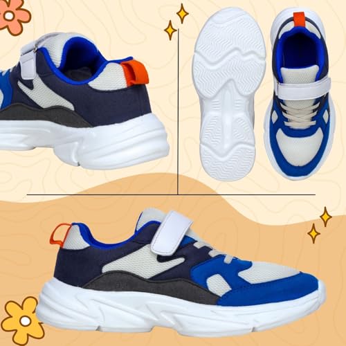 TRASE Kids Sports Shoes for Boys & Girls | Lightweight, Comfortable Unisex Footwear | Lace-Up for Running, Walking & Outdoor Play (Blue-White, 4 UK) - Image 4