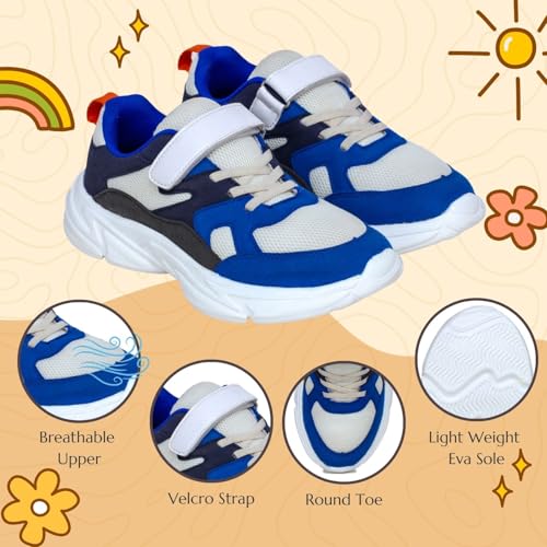 TRASE Kids Sports Shoes for Boys & Girls | Lightweight, Comfortable Unisex Footwear | Lace-Up for Running, Walking & Outdoor Play (Blue-White, 4 UK) - Image 2