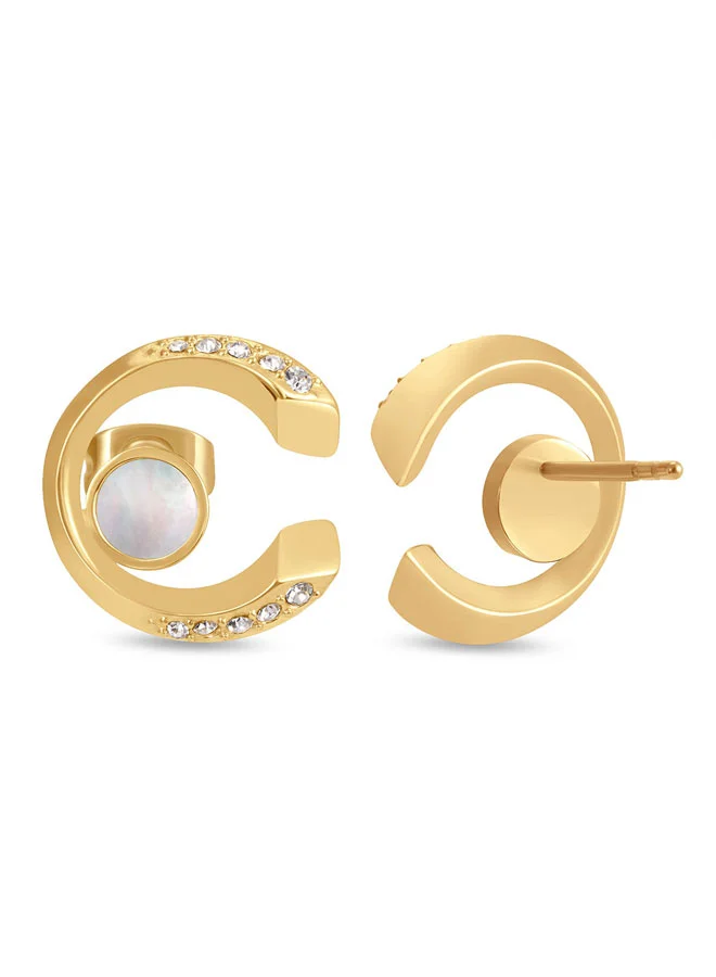 CERRUTI 1881  Bella Gold Crystal ‘C’ Charm & Pearl Earrings for Women for Women | Best Price UAE