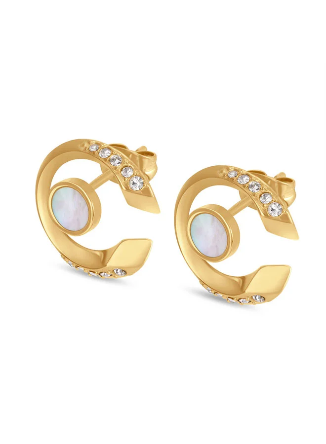 CERRUTI 1881  Bella Gold Crystal ‘C’ Charm & Pearl Earrings for Women for Women | Best Price UAE
