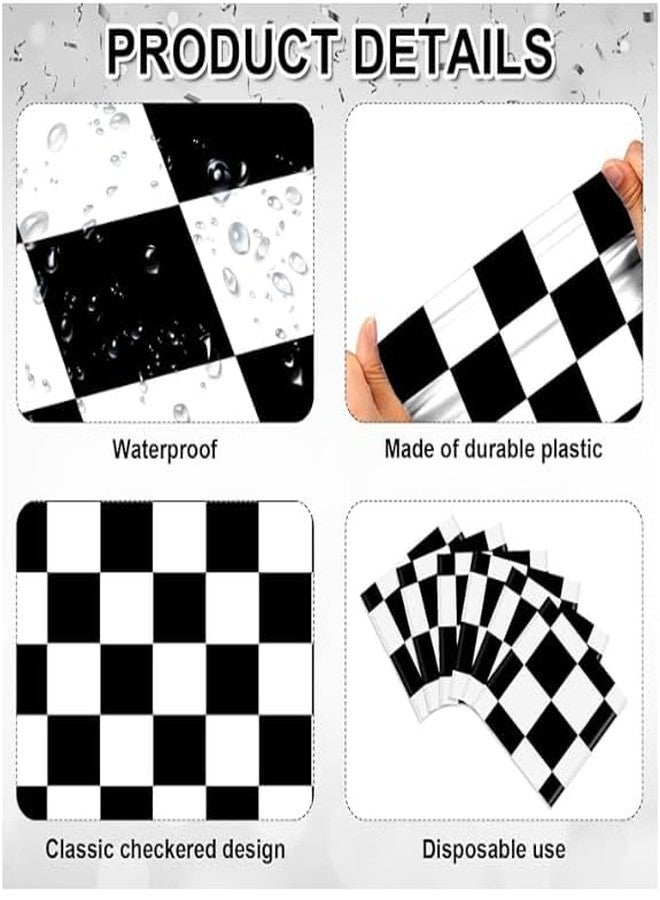 Hallswl 6pcs Black and White Checkered Table Runners,Waterproof Plastic Plaid Table Runner for Dining Table Kitchen Modern Home Decor Indoor Outdoor Party Decorations,14 x 108 Inch - Image 3